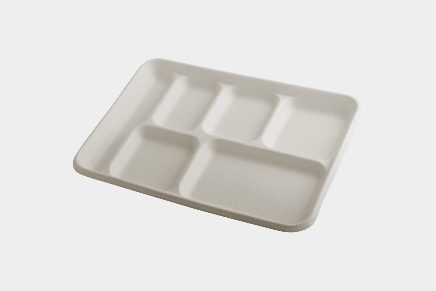 6 Compartment Bagasse Lunch Tray With Utensils Space