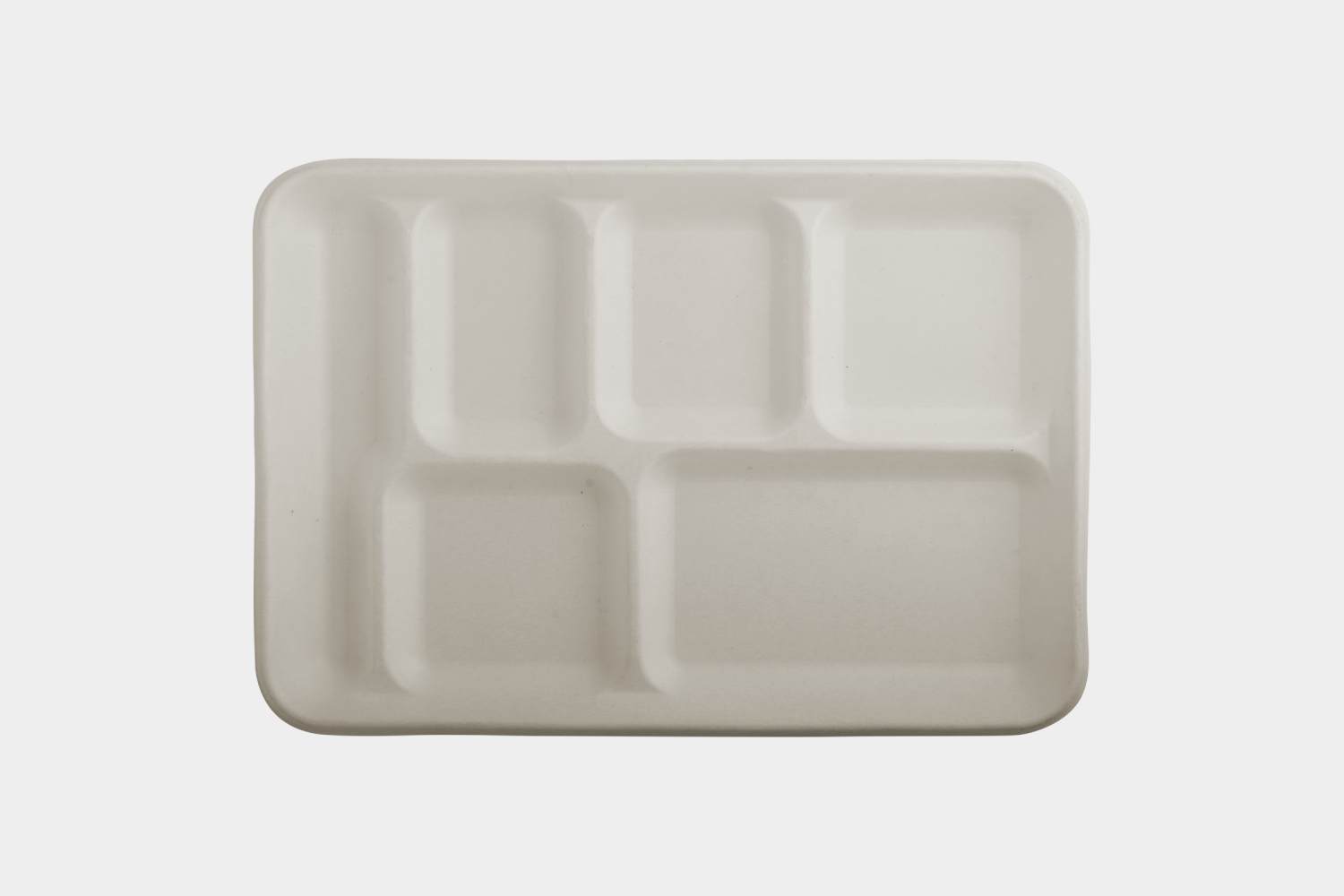 6 Compartment Bagasse Lunch Tray With Utensils Space