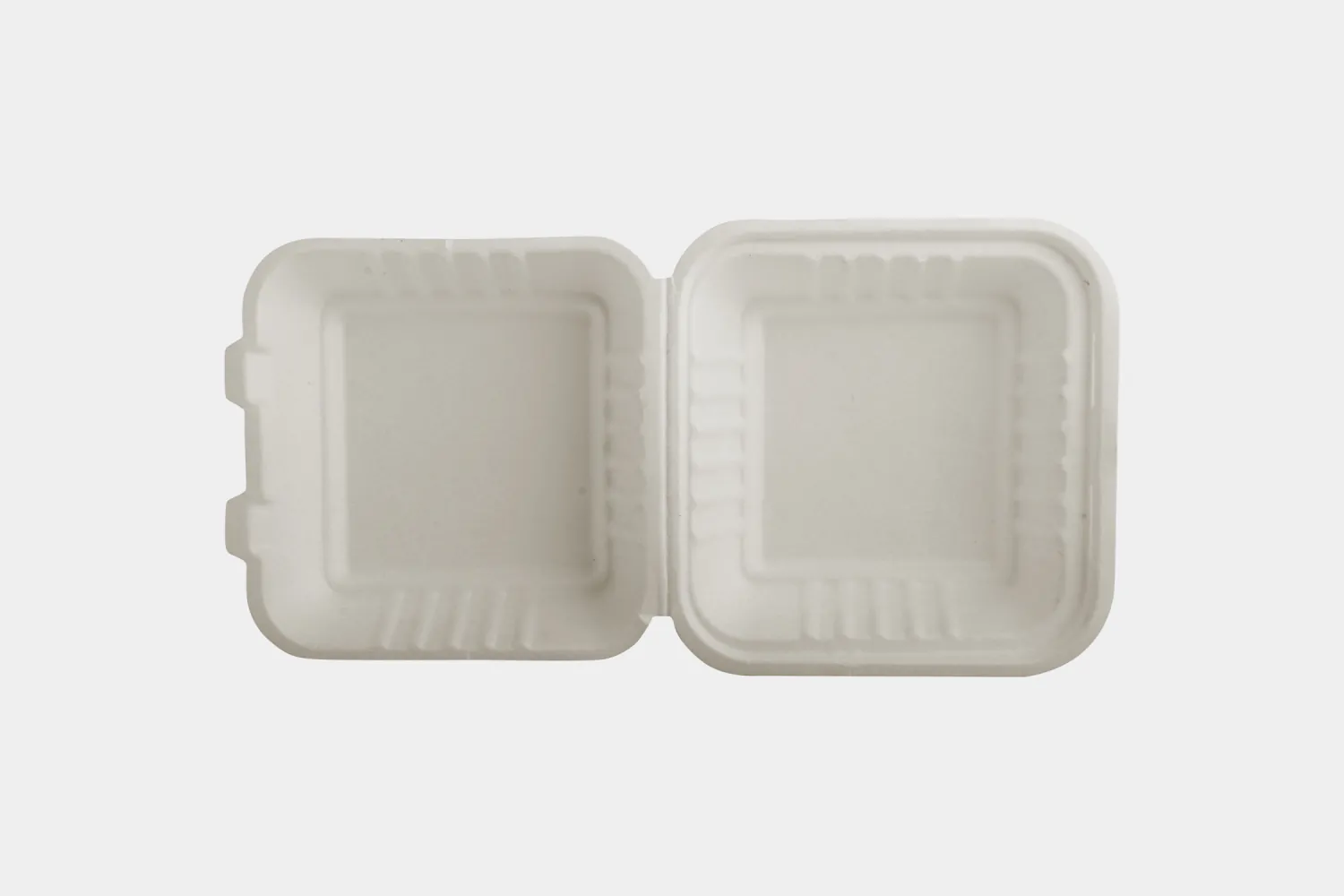 9″x9″ Square Bagasse Food Container Hinged Lid view 2