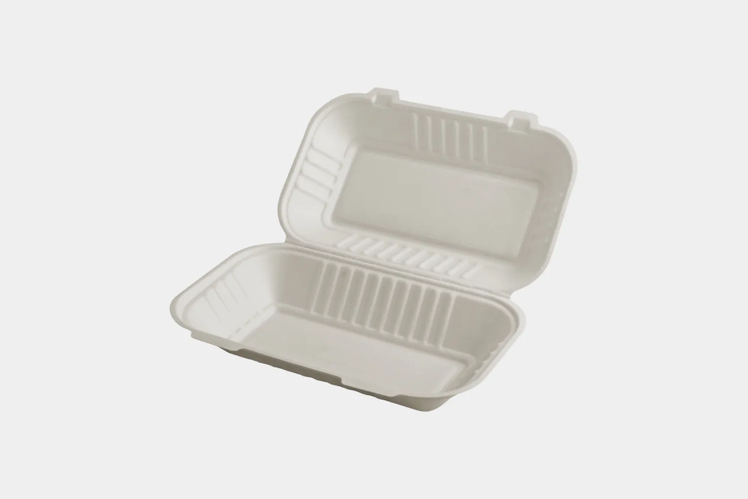 9″x6″ Bagasse Clamshell Hot Dog Box with Hinged Lid view 2