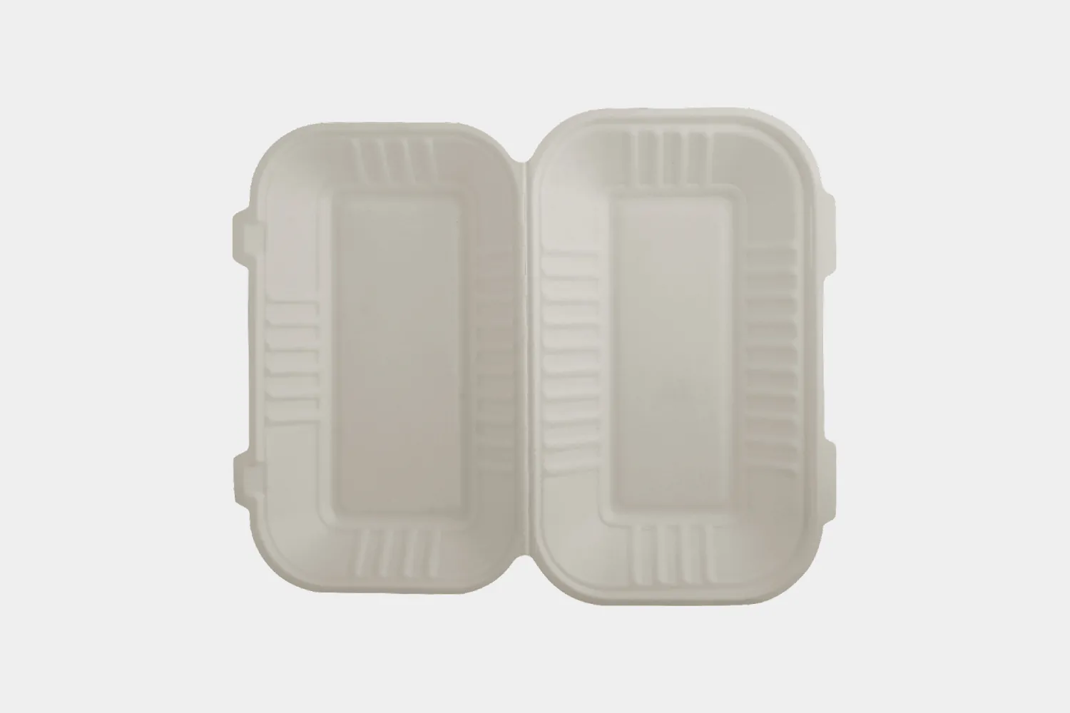 9″x6″ Bagasse Clamshell Hot Dog Box with Hinged Lid view 3